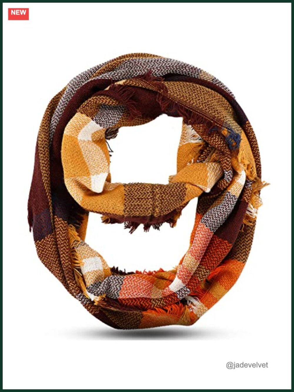 Acrylic Plaid Circle Loop Infinity Scarf Women Warm Winter Accessory Tassel